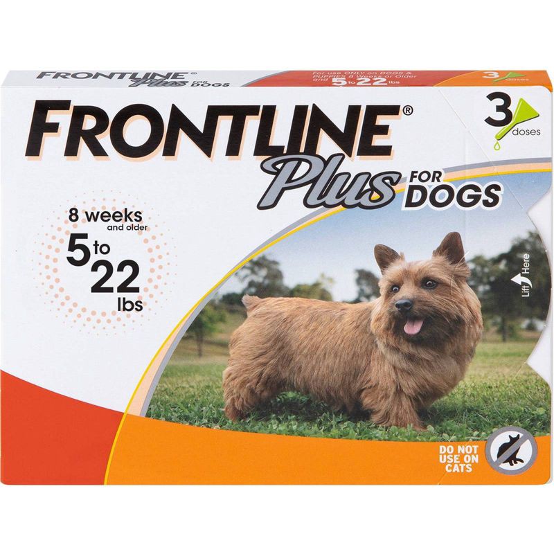 slide 1 of 7, Frontline Plus Flea and Tick Treatment for Dogs - S - 3 Doses, 1 ct