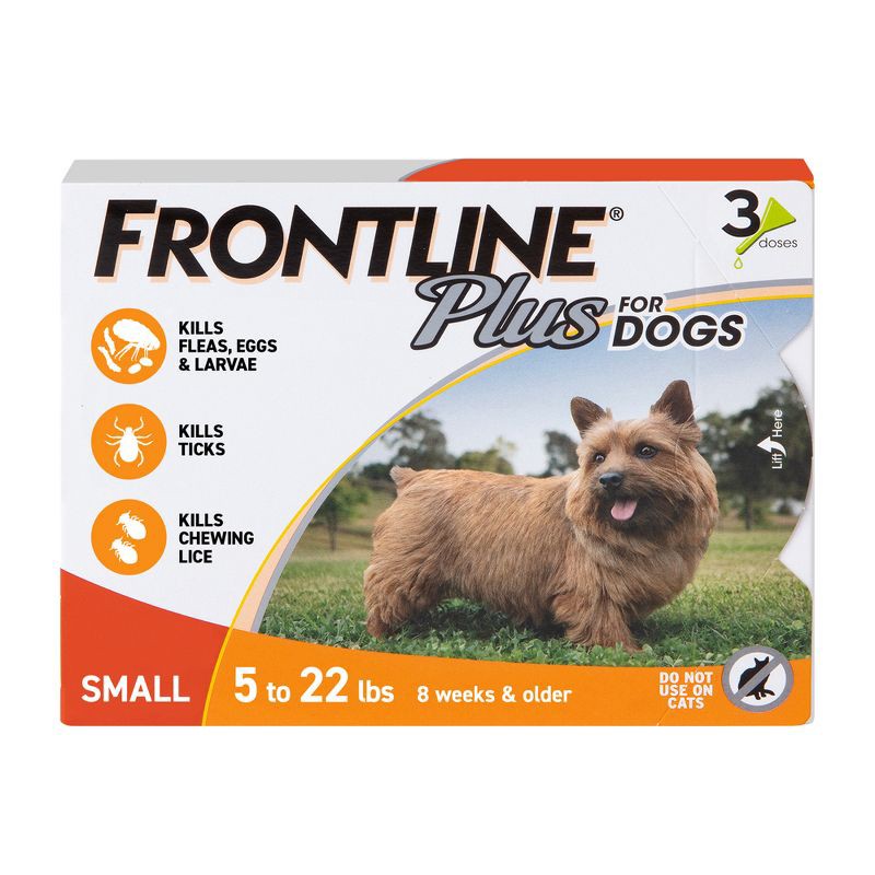 slide 1 of 10, Frontline Plus Flea and Tick Treatment for Dogs - S - 3 Doses, 1 ct