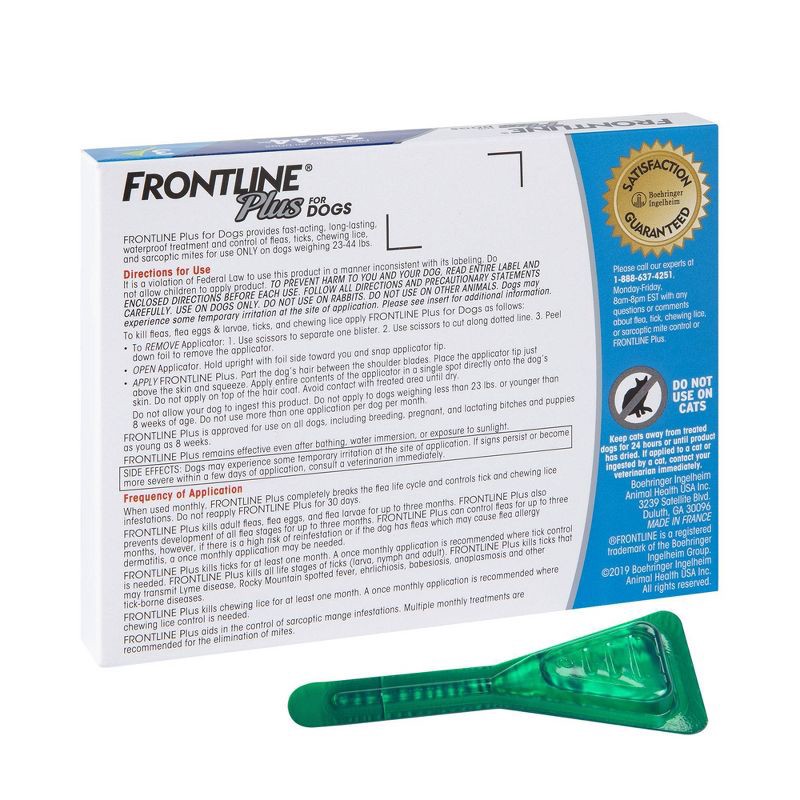 slide 2 of 6, Frontline Plus Flea and Tick Treatment for Dogs - M - 3 doses, 1 ct