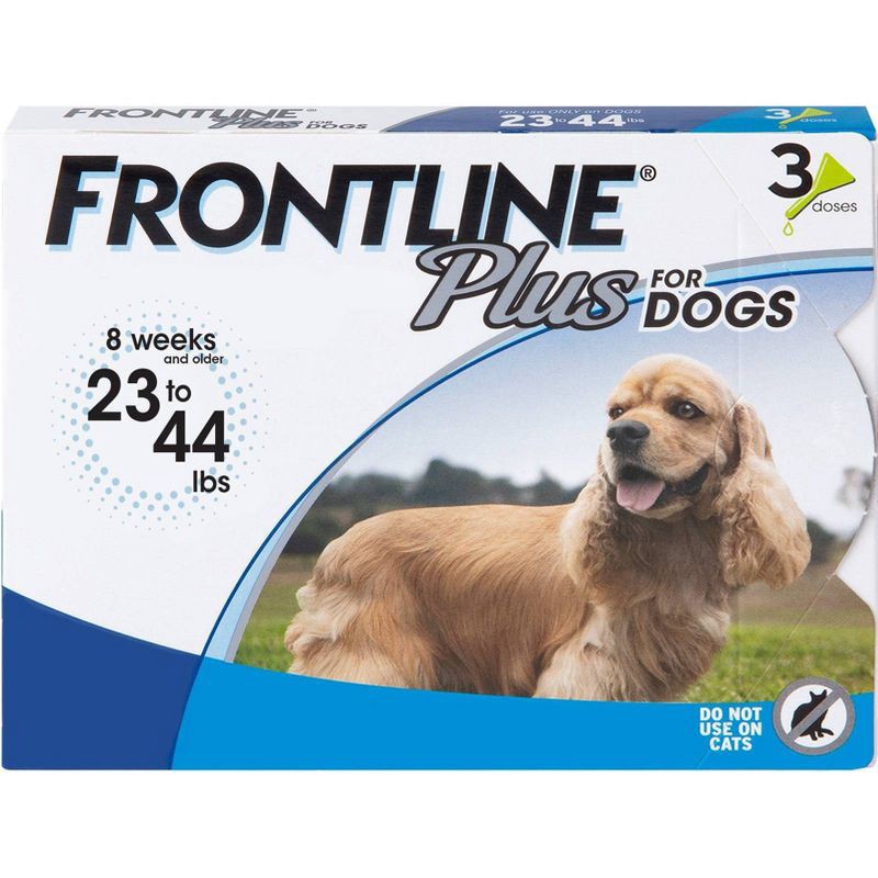 slide 1 of 6, Frontline Plus Flea and Tick Treatment for Dogs - M - 3 doses, 1 ct