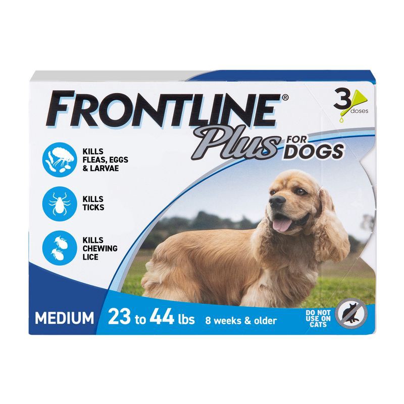 slide 1 of 11, Frontline Plus Flea and Tick Treatment for Dogs - M - 3 doses, 1 ct