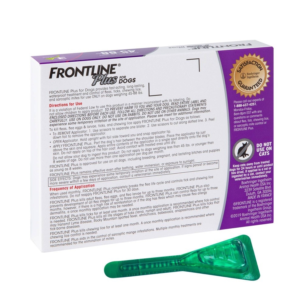 slide 2 of 3, Frontline Plus Flea and Tick Treatment for Dogs - L - 3ct, 0.273 fl oz