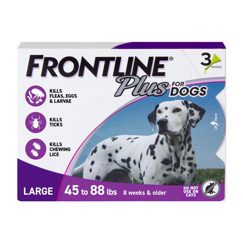slide 1 of 10, Frontline Plus Flea and Tick Treatment for Dogs - L - 3ct, 3 ct