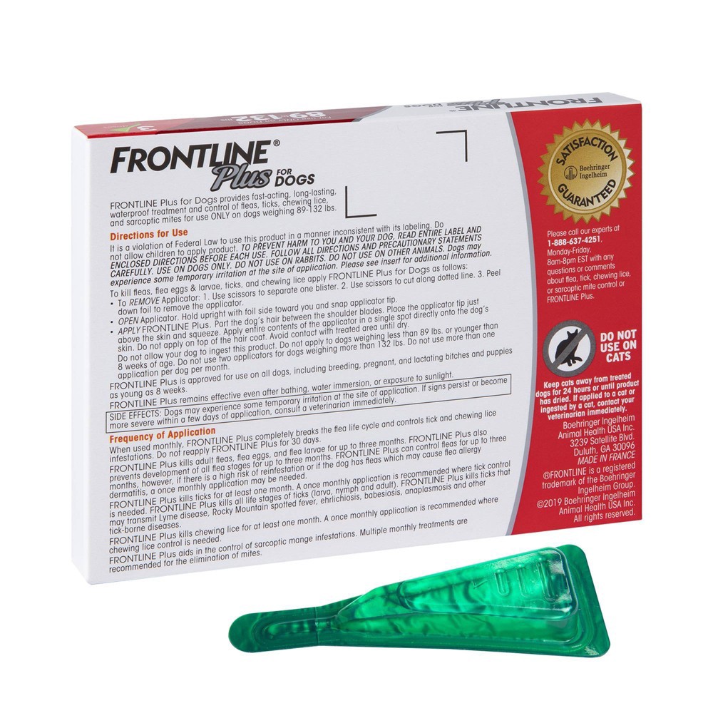 slide 2 of 3, Frontline Plus Flea and Tick Treatment for Dogs - XL - 3ct, 0.408 fl oz