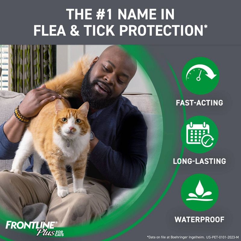 slide 6 of 8, Frontline Plus Flea and Tick Treatment for Cats and Kittens - 8 weeks and older - 3 Doses, 1 ct