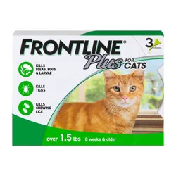 Frontline Plus Flea and Tick Treatment for Cats and Kittens - 8 weeks and older - 3 Doses