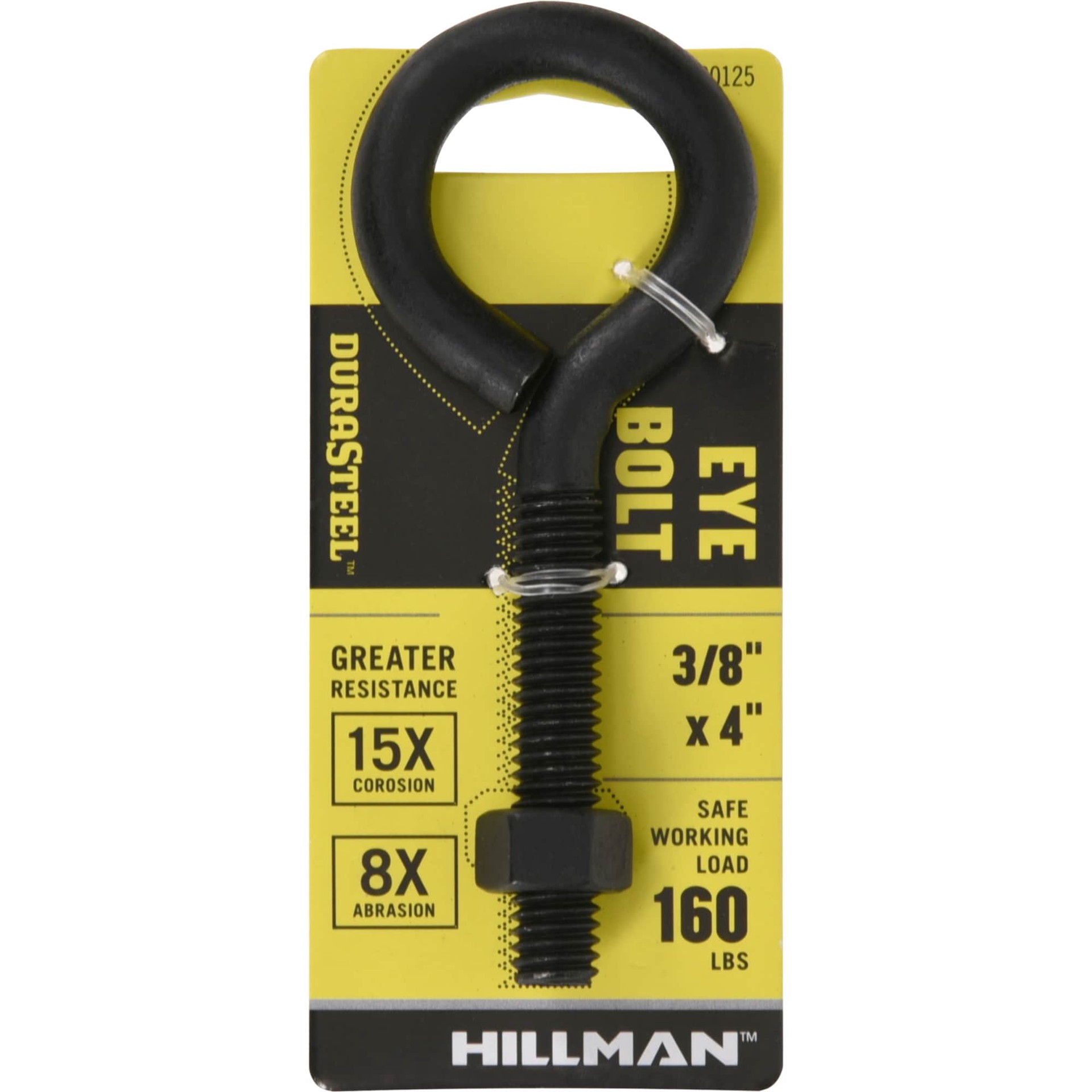 slide 1 of 4, DuraSteel 3/8-in 3/8-in x 4-in Black phosphate Interior/Exterior Coarse Thread Eye Bolt, 1 ct