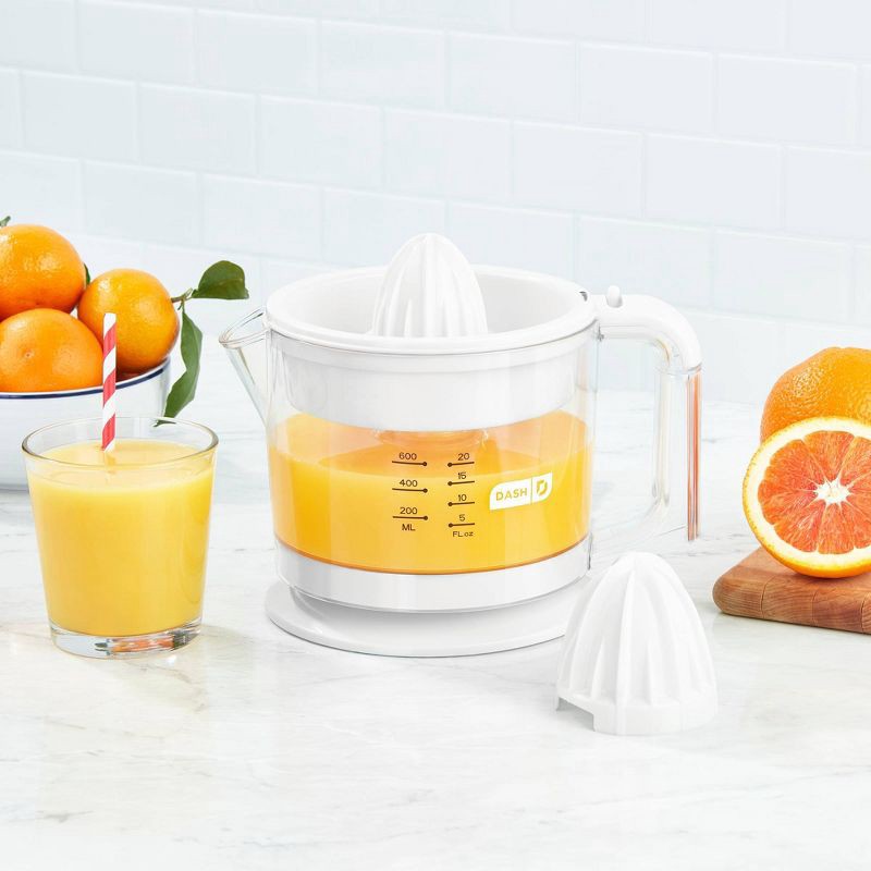 slide 4 of 14, Dash Electric Dual Citrus Juicer - White: Lemon & Fruit Juicer, Multiple Cone Heads, Auto-Reversing, Dishwasher-Safe Parts, 1 ct