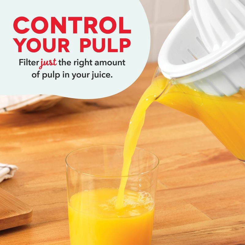 slide 6 of 7, Dash Electric Dual Citrus Juicer - White: Lemon & Fruit Juicer, Multiple Cone Heads, Auto-Reversing, Dishwasher-Safe Parts, 1 ct