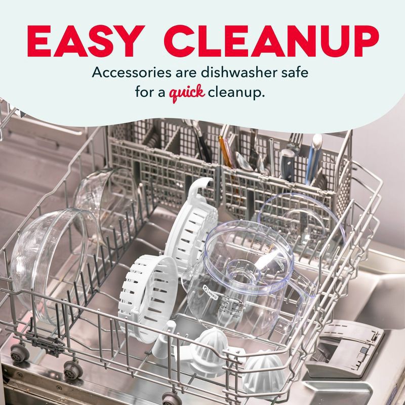 slide 7 of 7, Dash Electric Dual Citrus Juicer - White: Lemon & Fruit Juicer, Multiple Cone Heads, Auto-Reversing, Dishwasher-Safe Parts, 1 ct