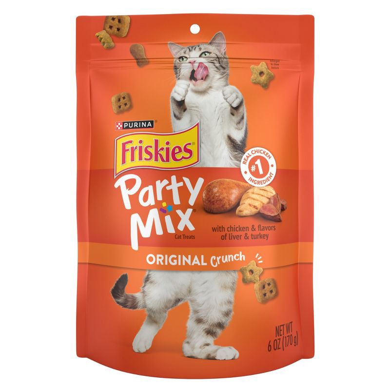 slide 1 of 11, Purina Friskies Party Mix Original Crunch Chicken Flavor Cat Treats - 6oz, 6 oz