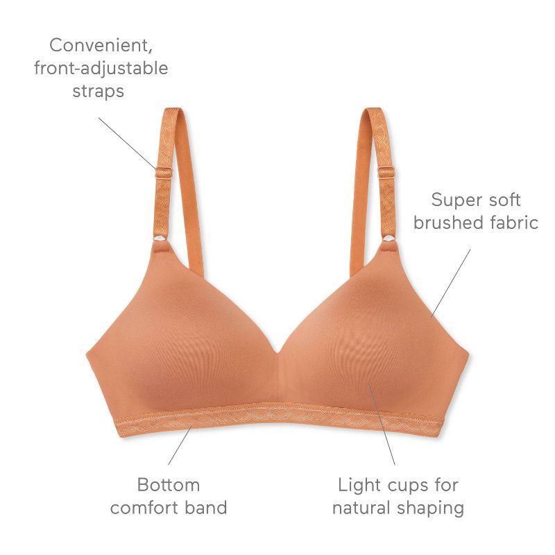 slide 5 of 5, Simply Perfect by Warner's Women's Supersoft Wirefree Bra RM1691T - 34B Butterscotch: Medium Support, Padded Cup, 1 ct