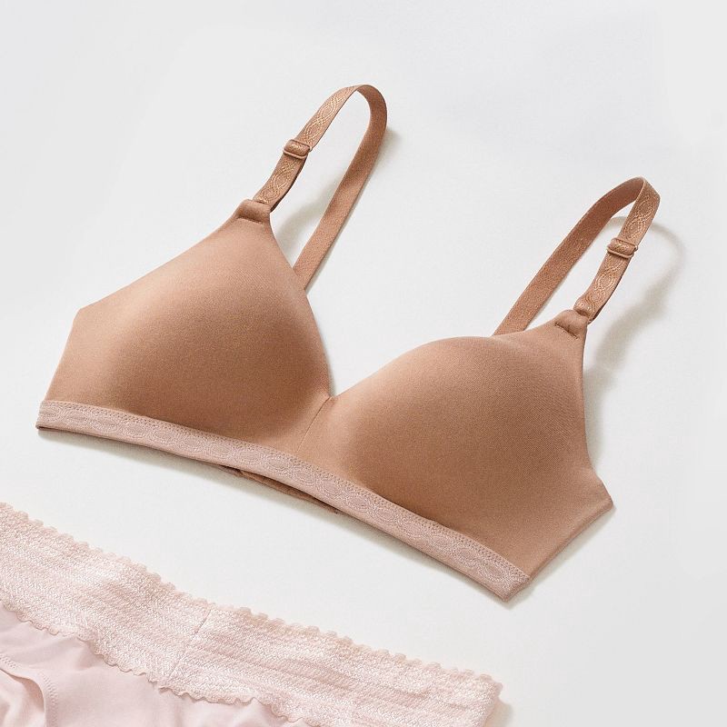 slide 5 of 6, Simply Perfect by Warner's Women's Supersoft Wirefree Bra RM1691T - 34C Roasted Almond: Medium Support, Padded Cup, Adjustable Straps, 1 ct