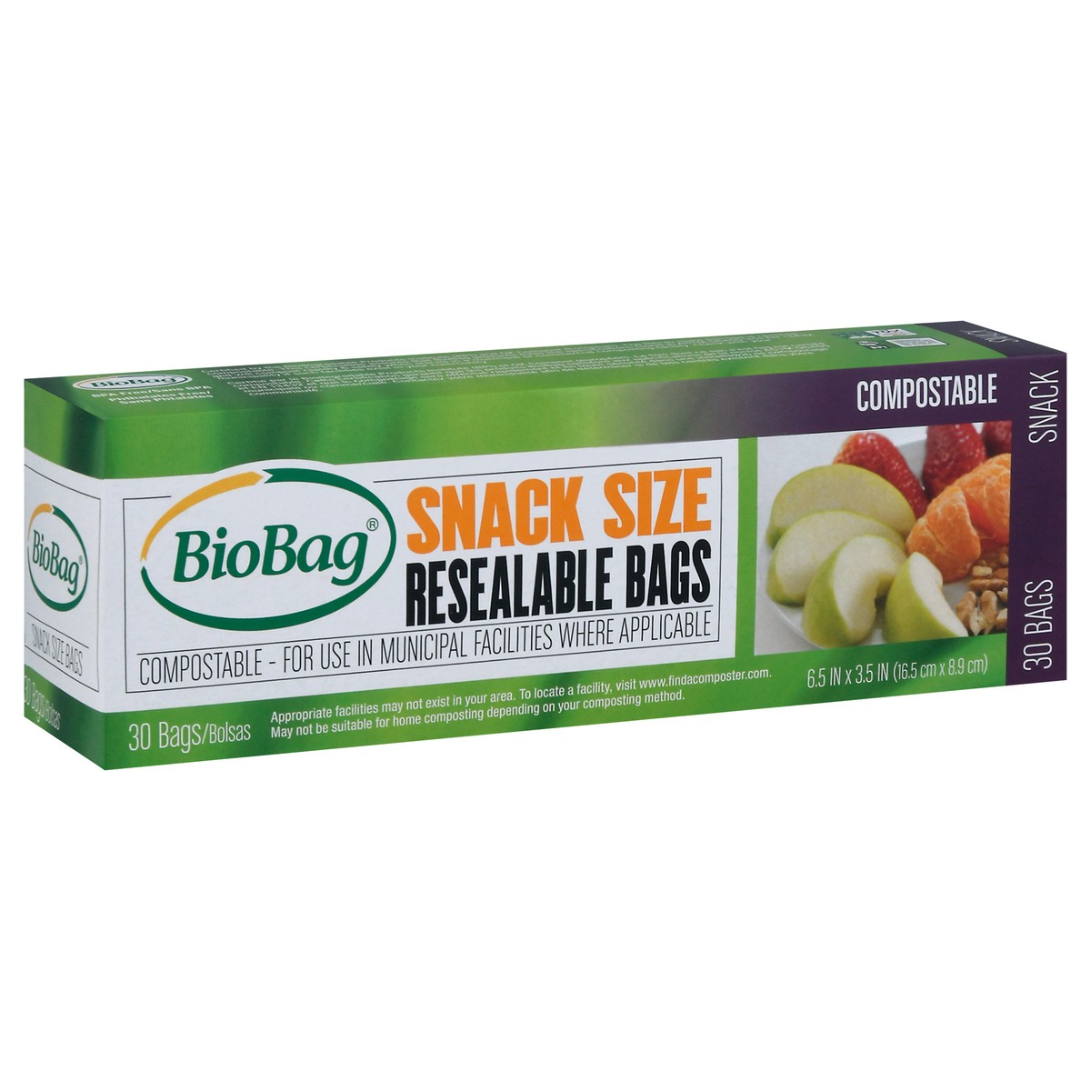 slide 11 of 11, BioBag Snack Size Resealable Bags 30 ea, 30 ct