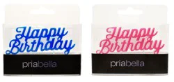 Priabella Cursive Happy Birthday Candle Pink/Blue