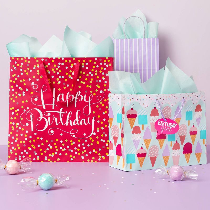 slide 2 of 2, Large Confetti Birthday Gift Bag Pink - Spritz™, 1 ct