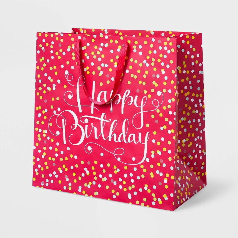 slide 1 of 2, Large Confetti Birthday Gift Bag Pink - Spritz™, 1 ct