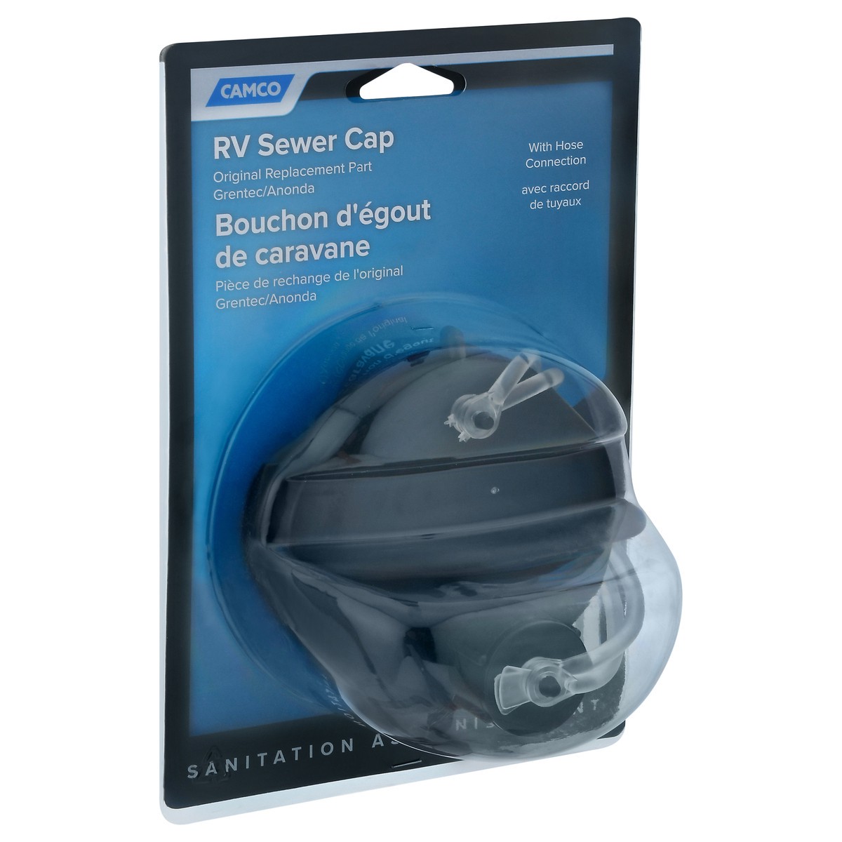 slide 6 of 9, Camco Rv Sewer Cap With Hose Connection - Black, 1 ct
