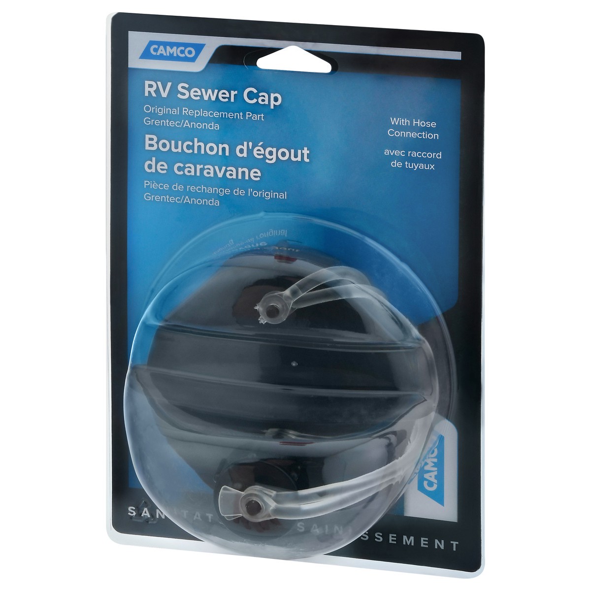 slide 4 of 9, Camco Rv Sewer Cap With Hose Connection - Black, 1 ct