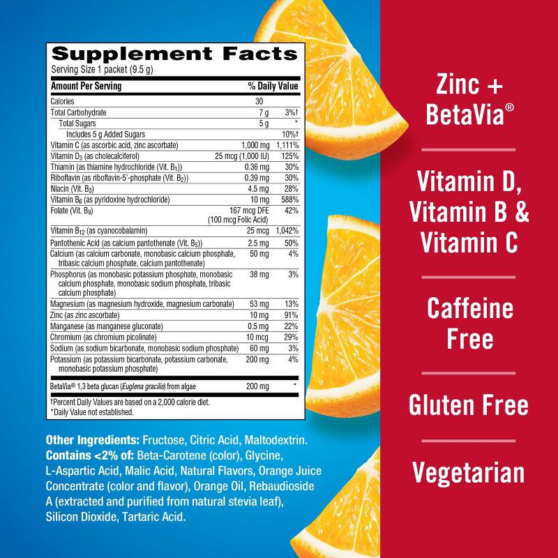 slide 8 of 16, Emergen-C Immunity + Powder Drink Mix with Vitamin C - Super Orange - 9.9oz, 9.9 oz