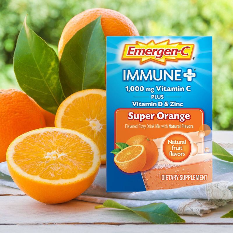 Emergen-C Immune+ Powder Drink Mix with Vitamin C - Super Orange - 30ct ...