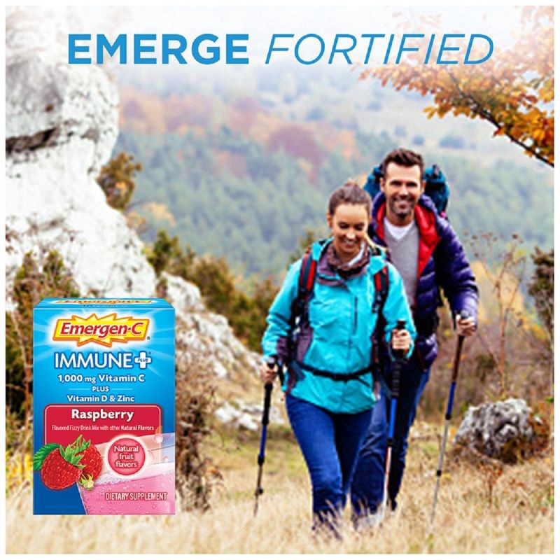 slide 3 of 8, Emergen-C Immune+ Dietary Supplement Powder Drink Mix with Vitamin C - Raspberry - 30ct, 30 ct