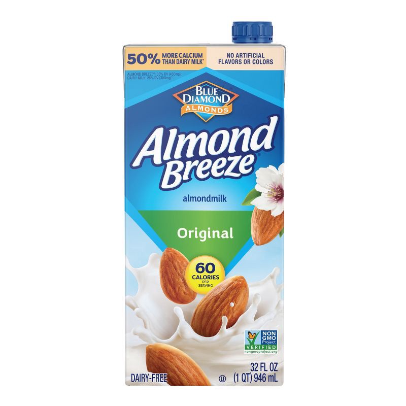 slide 1 of 6, Blue Diamond Almonds Almond Breeze Original Almond Milk Shelf Stable - 1qt, 1 qt