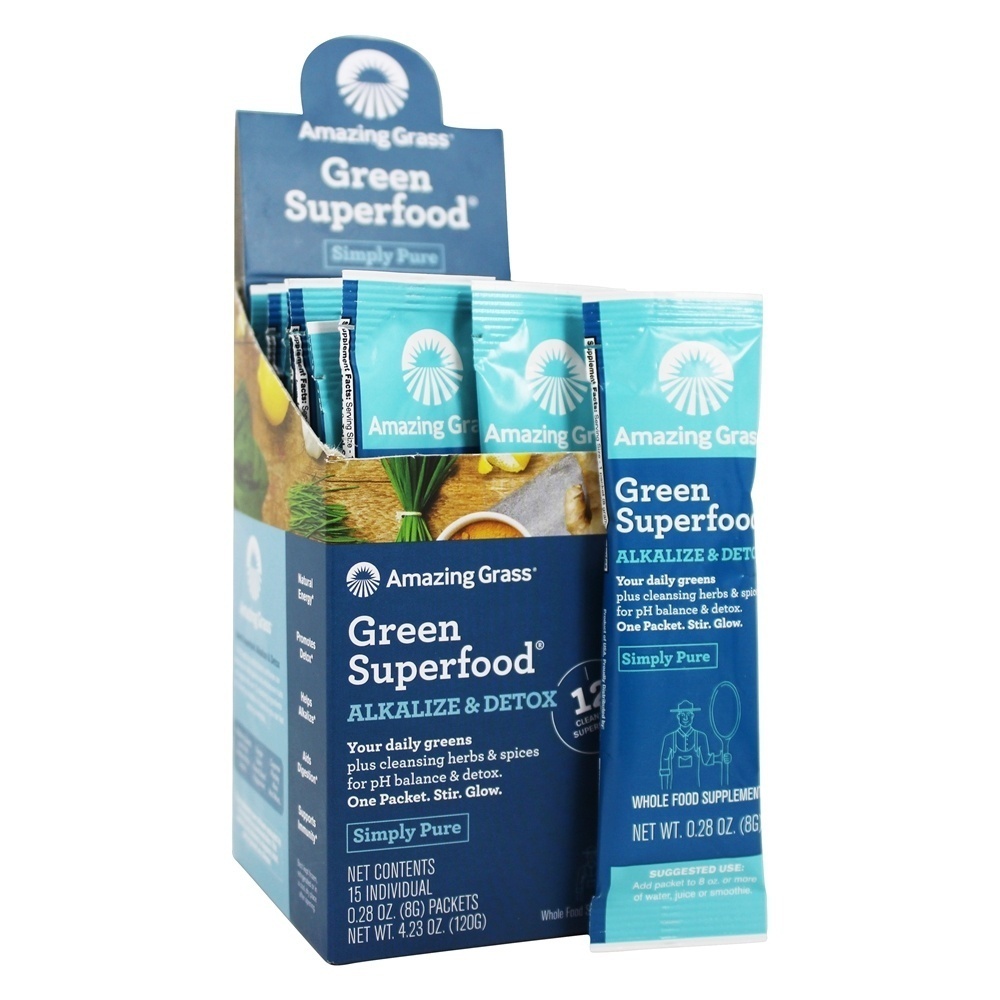 slide 1 of 1, Amazing Grass Alkalize & Detox Simply Pure Green Superfood, Single Serving Stick, 0.25 oz