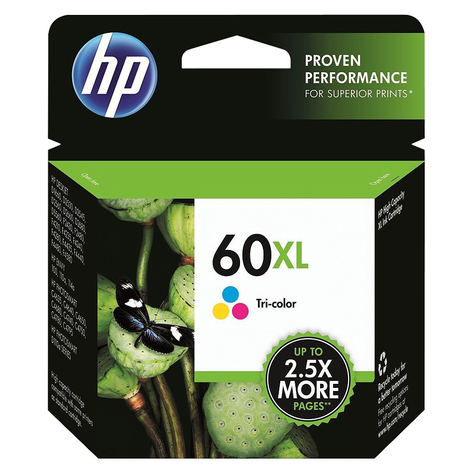 slide 1 of 5, HP Inc. HP 60XL Single Ink Cartridge - Tri-color (CC644WN#14), 1 ct