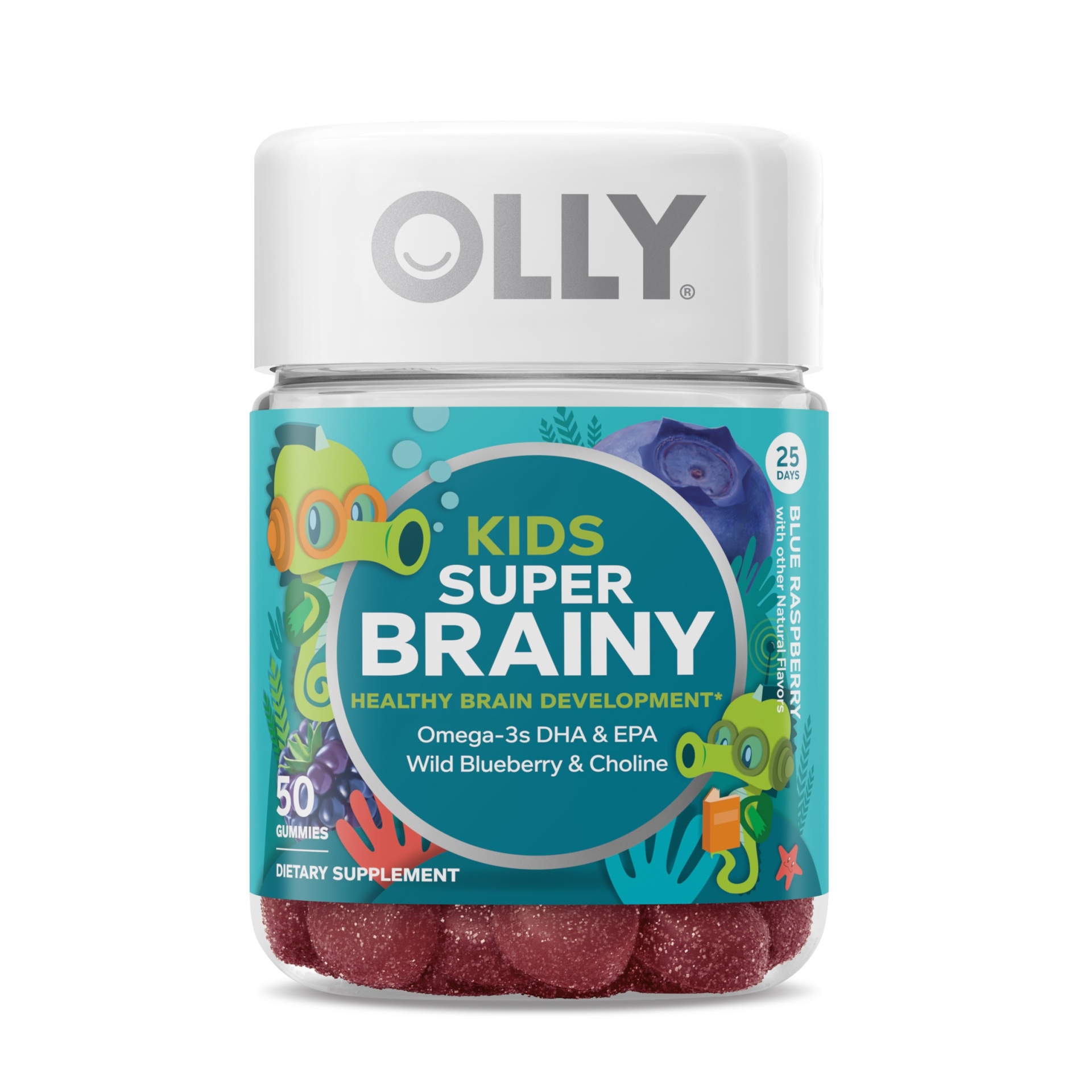 slide 1 of 1, Kids Olly Super Brainy Vitamin Gummies - Blue Raspberry, 50 ct