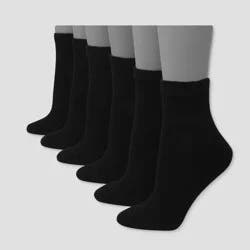 Hanes Premium Women's 6pk Cushioned Ankle Socks - Black 5-9: Midweight Knit, Tumble Dry