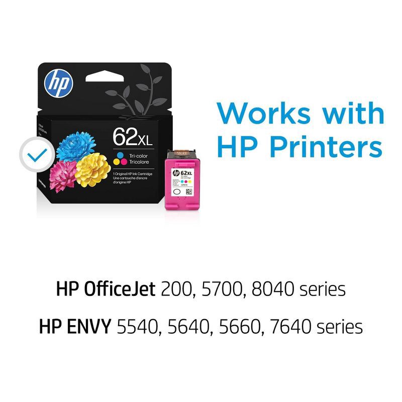 slide 5 of 16, HP Inc. HP 62 Ink Series - High Yield Tri-color Ink Cartridge, 1 ct