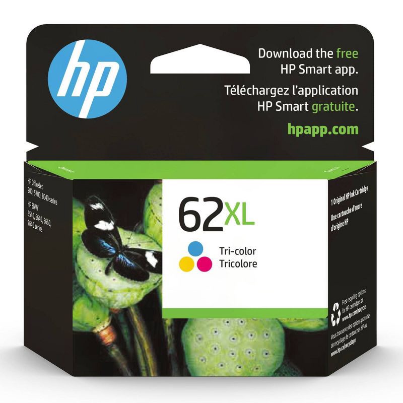 slide 1 of 6, HP Inc. HP 62 Ink Series - High Yield Tri-color Ink Cartridge, 1 ct