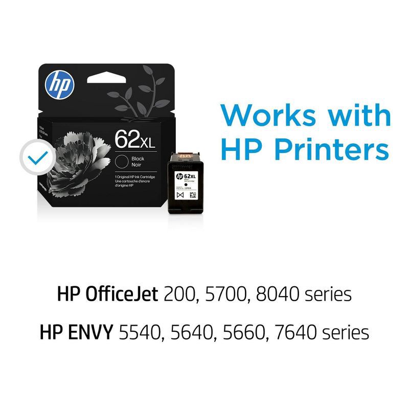 slide 16 of 16, HP Inc. HP 62 Ink Series - High Yield Black Ink Cartridge: HP Printer Compatible, Single Color, 1 ct