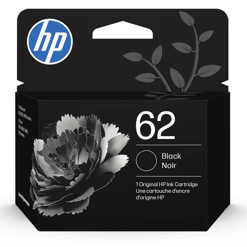 slide 1 of 16, HP Inc. HP 62 Ink Series - Black Ink Cartridge: Standard Yield Printer Supplies, 1 ct