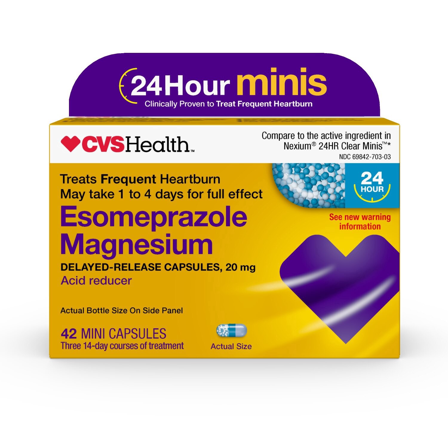 slide 1 of 1, CVS Health Esomeprazole 20Mg Mini Capsules 42Ct, 1 ct