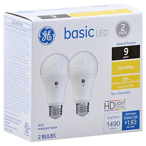 slide 1 of 1, Ge 100w Eq Basic Soft White - 2 Count, 2 ct