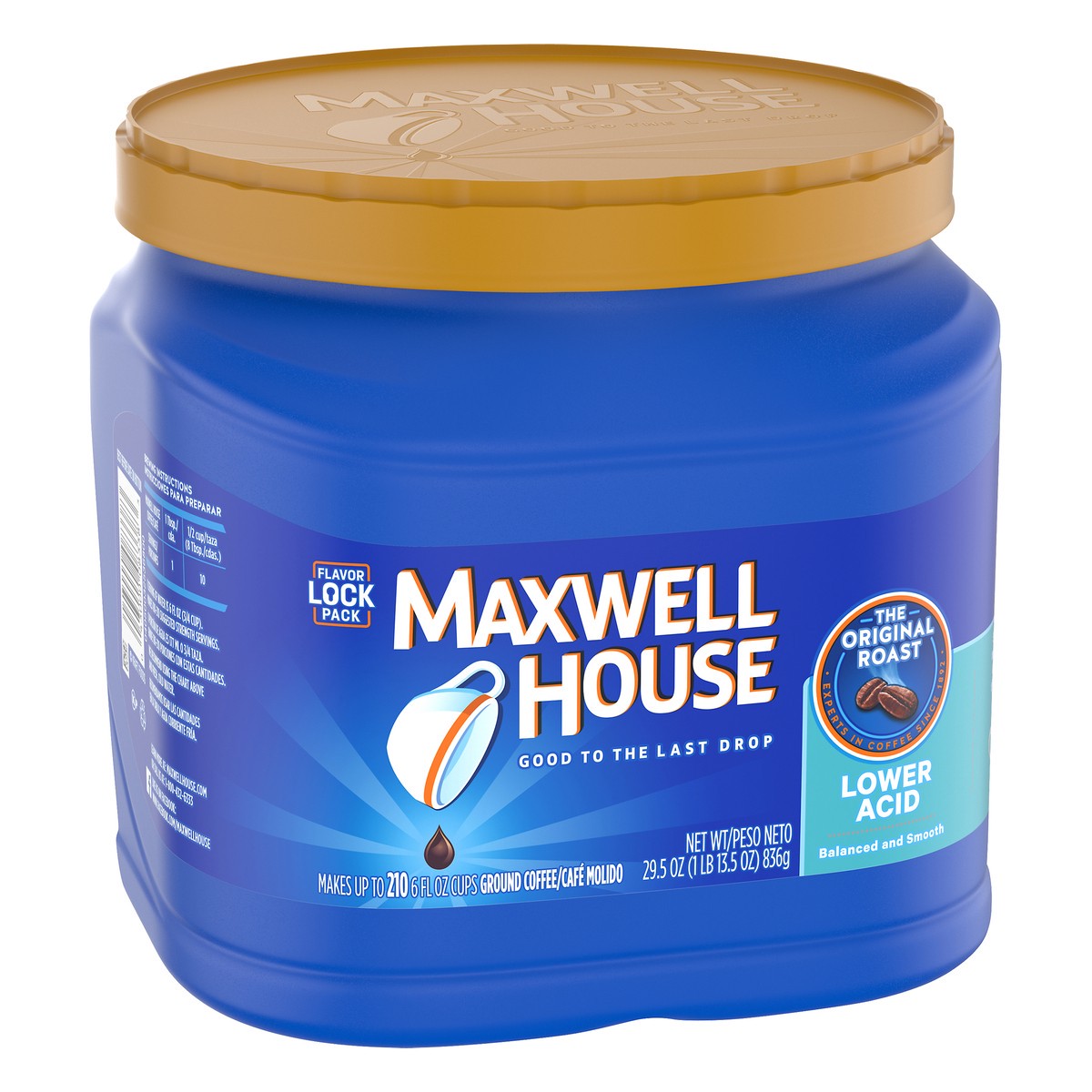 slide 8 of 9, Maxwell House Lower Acid Original Medium Roast Ground Coffee- 29.5 oz, 29.5 oz