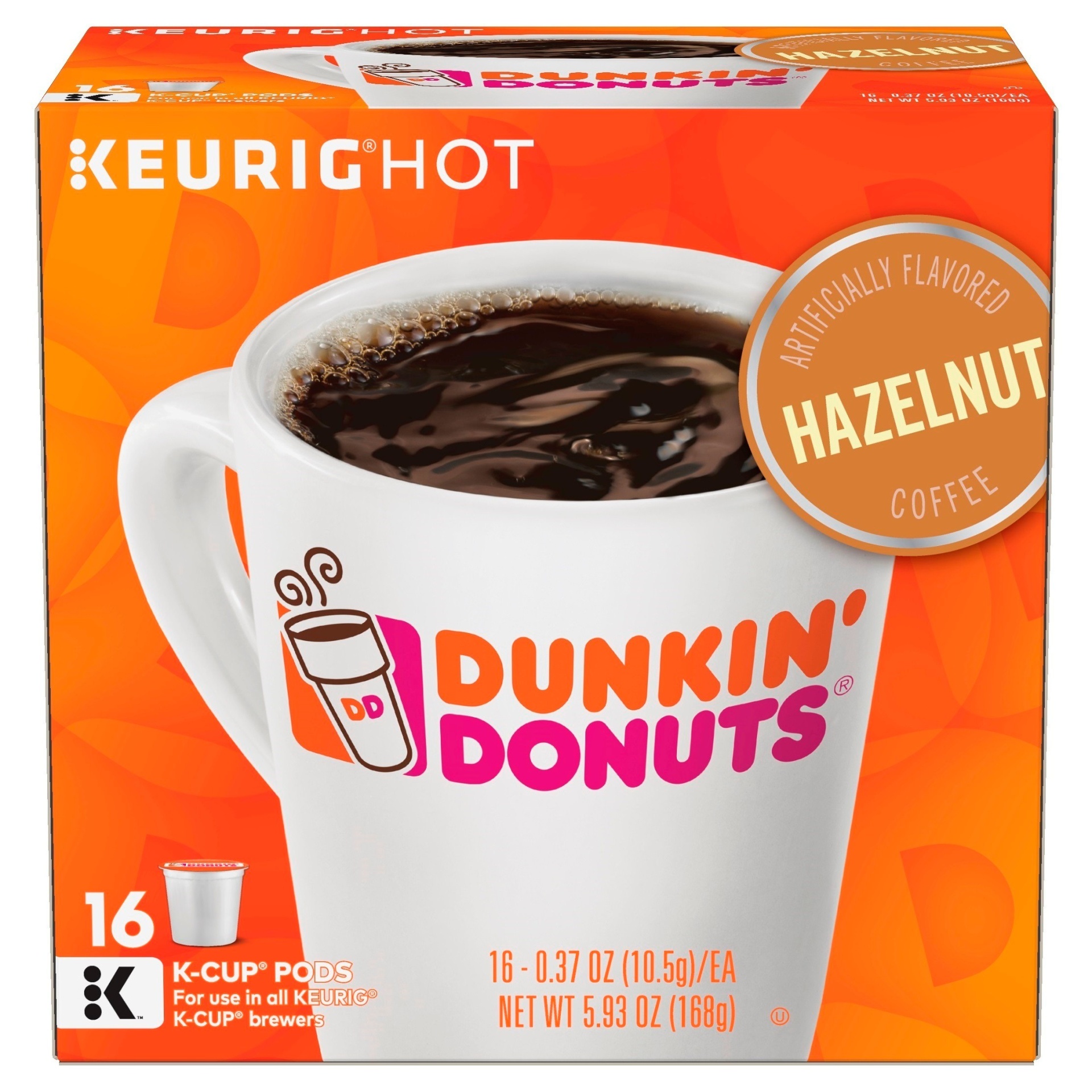 slide 1 of 1, Dunkin' Hazelnut Coffee Medium Roast - Keurig K-Cup Pods, 16 ct