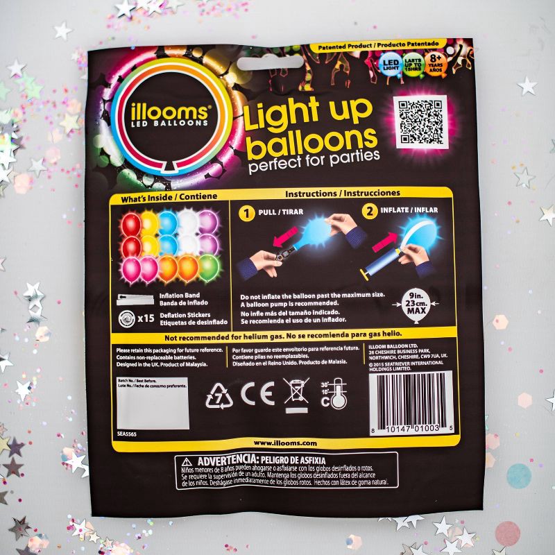 slide 3 of 8, iLLoom Balloon 15ct illooms LED Light Up Mixed Solid Balloon, 15 ct