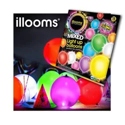 iLLoom Balloon 15ct illooms LED Light Up Mixed Solid Balloon