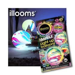 iLLoom Balloon 5ct illooms LED Light Up Marble Balloon: Multicolor Latex for Birthday Parties, Includes Batteries, Ages 8+