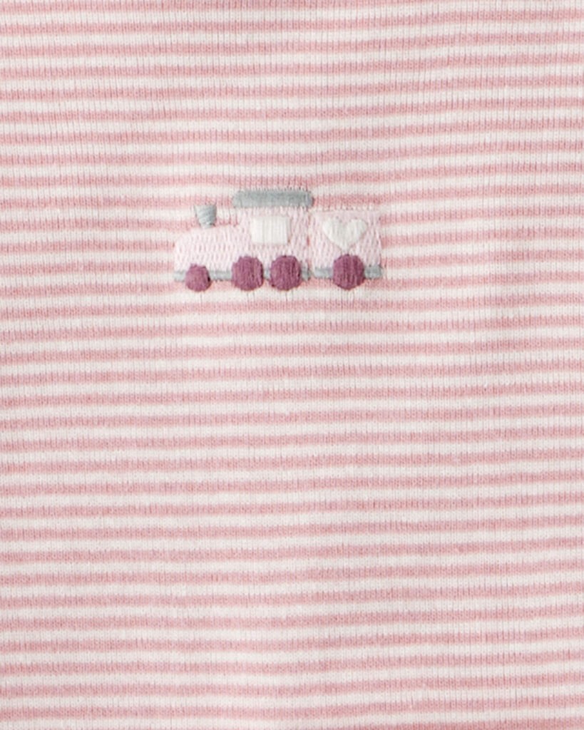 slide 3 of 6, Carter's Baby Girl 3-Piece Train Print Long-Sleeve Bodysuit & Pant Set - Pink White 6M, 3 pc