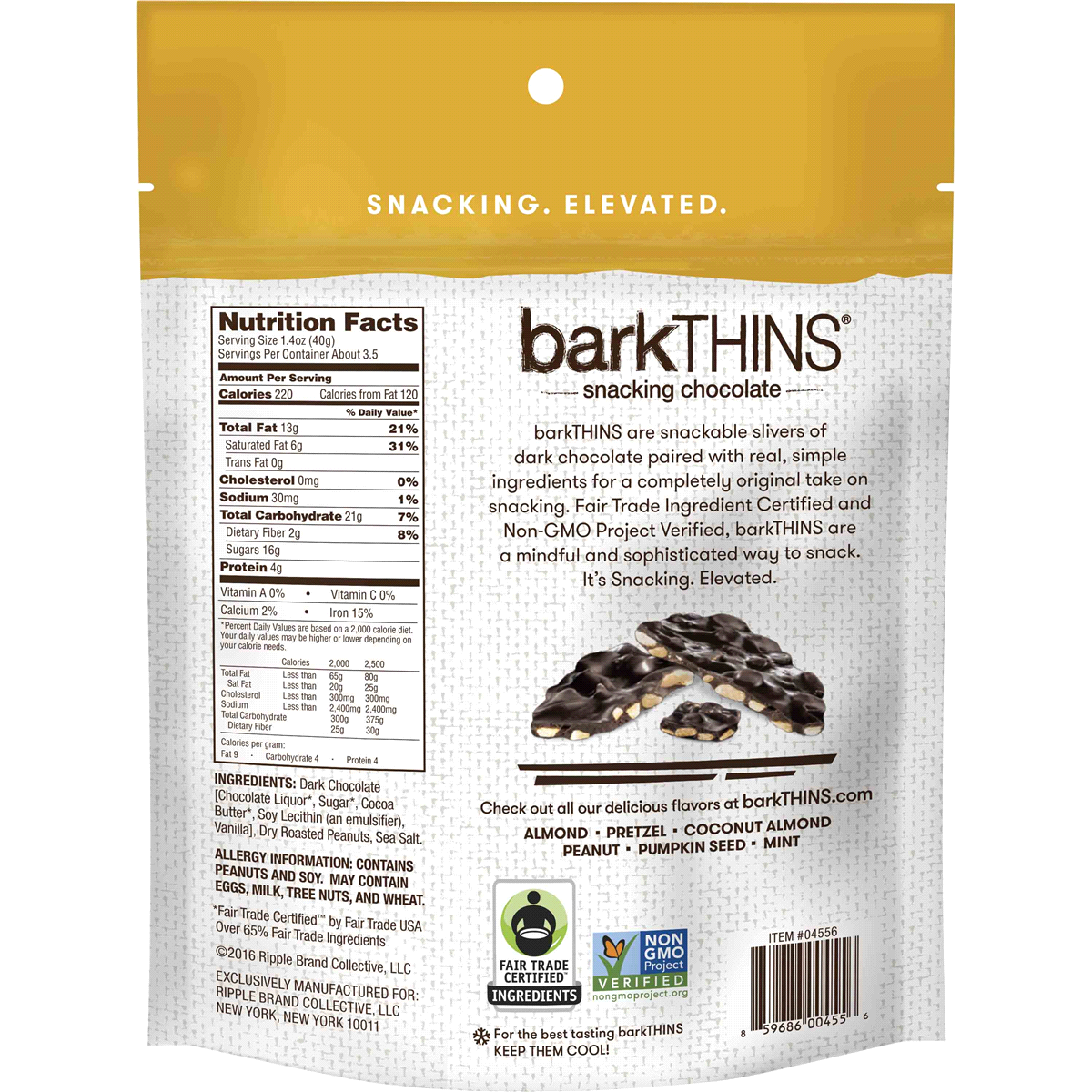 slide 2 of 2, barkTHINS Dark Chocolate Peanut Snack, 4.7 oz