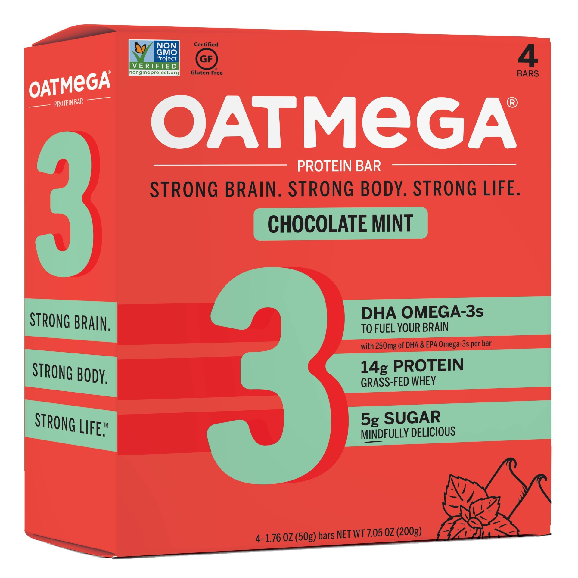 slide 1 of 2, Oatmega Omega-3 Protein Bar - Chocolate Mint Chip, 4 ct; 1.8 oz
