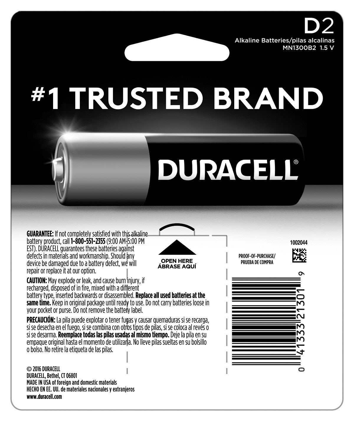 slide 2 of 5, Duracell Alkaline Batteries, D, 2 ct