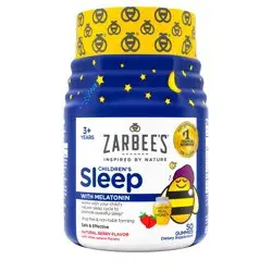 Zarbee's Naturals Kids 1mg Melatonin Gummy, Drug-Free & Effective Sleep Supplement for Children Ages 3 and Up, Natural Berry Flavored Gummies, Multi-Colored, 50 Count
