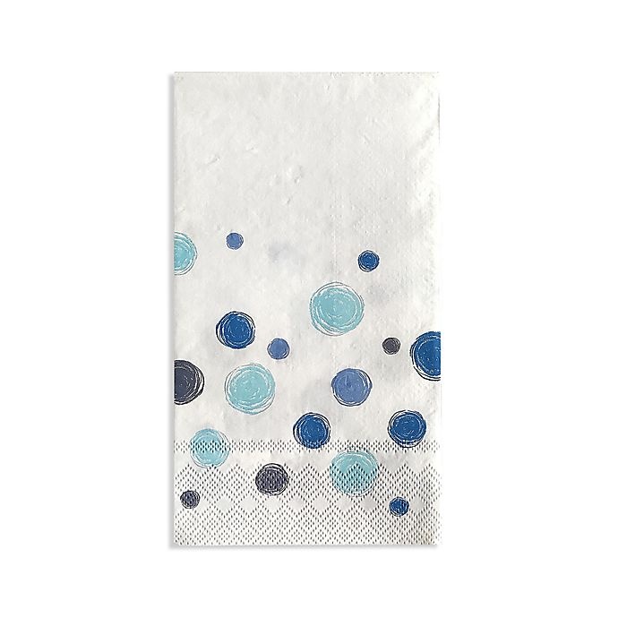 slide 1 of 1, Simply Essential Circle Dot Disposable Guest Towels - Blue, 32 ct