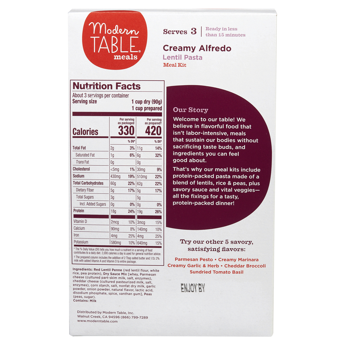 slide 2 of 2, Modern Table Complete Protein Pasta Creamy Alfredo Penne, 9.52 oz