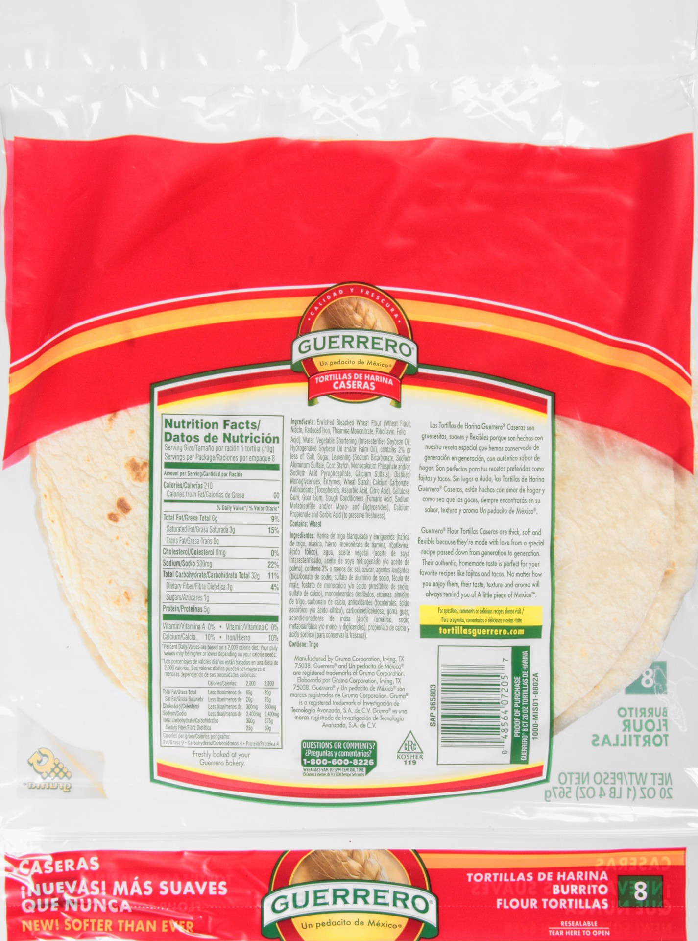slide 4 of 4, Guerrero Caseras Flour Tortillas, Burrito Size, 8 Count, 8 ct